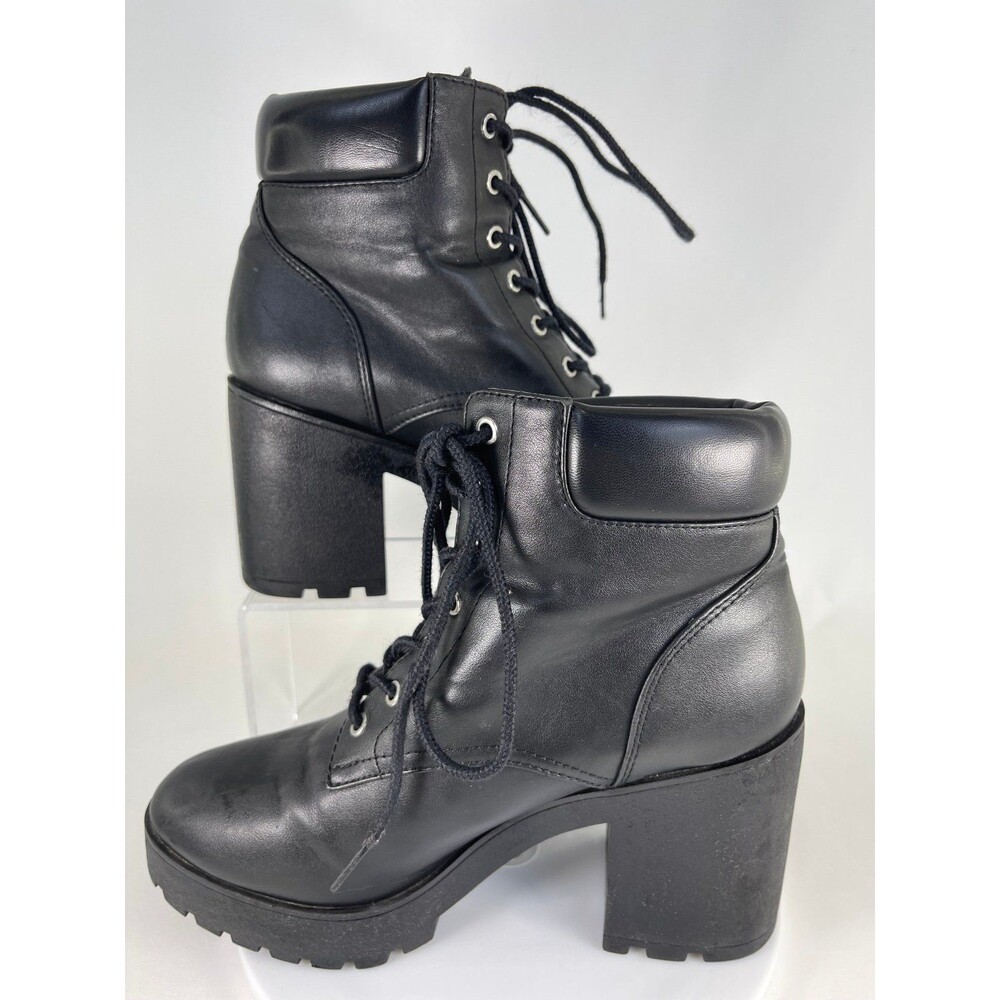 ALDO CHUNKY HEEL LACE UP BOOT WOMEN'S BLACK SIZE 8